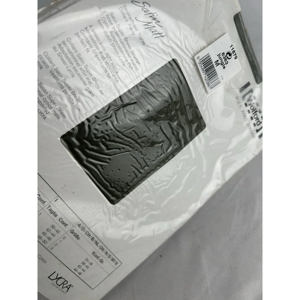 Vintage NIP Wolford Satin Matt Tights Sz Medium 6363 Jungle Green Austria